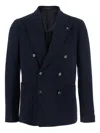 Tagliatore Double-breasted Peak-lapel Blazer In Blue