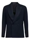 Tagliatore Double-breasted Peak-lapel Blazer In Blue