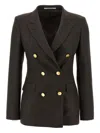 Tagliatore Double-breasted Peak Lapel Blazer In Brown