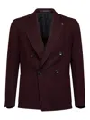 Tagliatore Double-breasted Peak-lapel Blazer In Brown