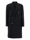 Tagliatore Londra Black Oversized Double-breasted Coat In Wool Blend Man In Black
