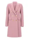 Tagliatore Double-breasted Peak-lapel Coat In Pink