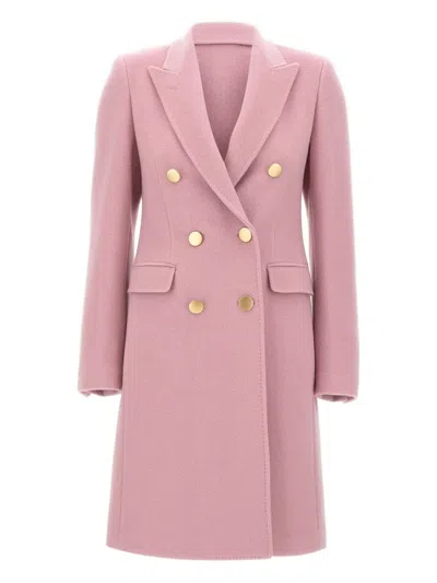 Tagliatore Double-breasted Peak-lapel Coat In Pink