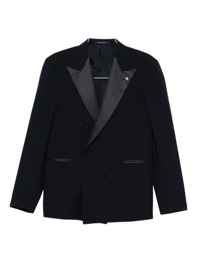 Tagliatore Double-breasted Peak-lapel Suit In Blue