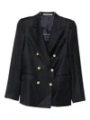 Tagliatore Double-breasted Pinstripe Blazer In Blue