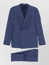 Tagliatore Double-breasted Tailored Suit With Unique Pattern In Blue
