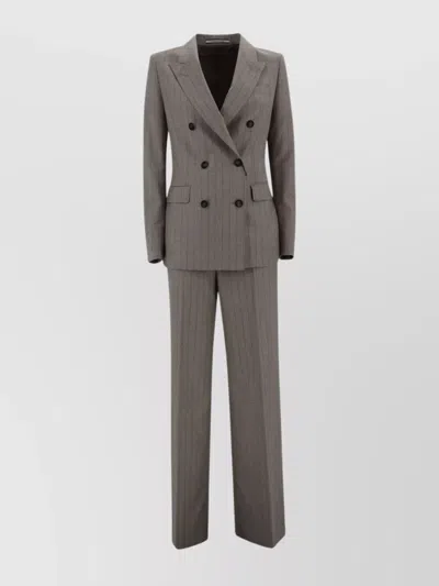 Tagliatore Double-breasted Pinstripe Tailored Suit In Gray