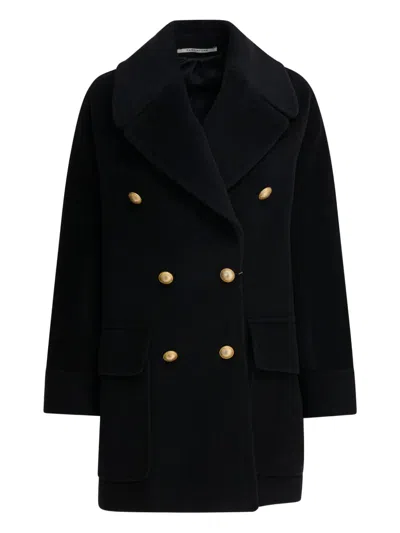Tagliatore Double-breasted Pocket Coat In Black
