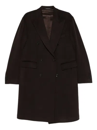 Tagliatore Double-breasted Pocket Coat In Brown