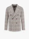 Tagliatore Double-breasted Prince Of Wales Check Blazer In Gray