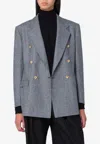 Tagliatore Double-breasted Prince Of Wales Jacket In Gray