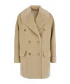 Tagliatore Double Breasted Short Coat In Nude