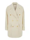 Tagliatore Double Breasted Short Coat In Neutral