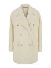 Tagliatore Double Breasted Short Coat In Neutral