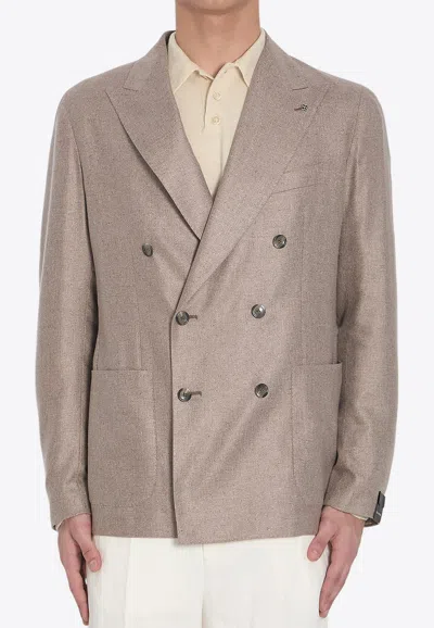 TAGLIATORE DOUBLE-BREASTED SILK BLAZER
