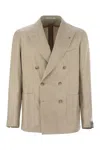 Tagliatore Double-breasted Silk Jacket In Brown