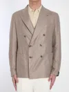Tagliatore Double-breasted Silk Jacket In Beige