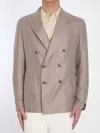 Tagliatore Double-breasted Silk Jacket In Beige