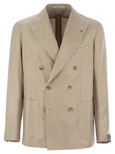 Tagliatore Double Breasted Silk Jacket In Green