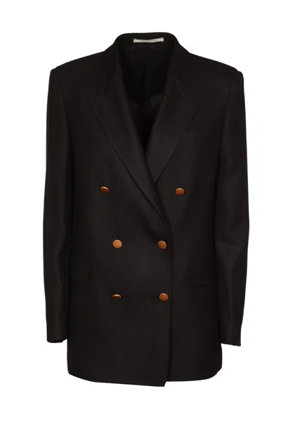 Tagliatore Double-breasted Straight Blazer In Black