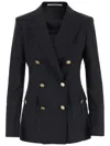 Tagliatore Peak Lapels Wool Double-breasted Jacket In Black