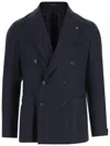 Tagliatore Double-breasted Tailored Jacket Flap Pockets In Blue