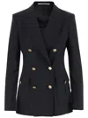 Tagliatore Peak Lapels Wool Double-breasted Jacket In Black