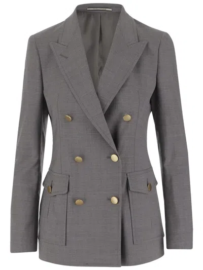 TAGLIATORE DOUBLE-BREASTED STRETCH WOOL JACKET