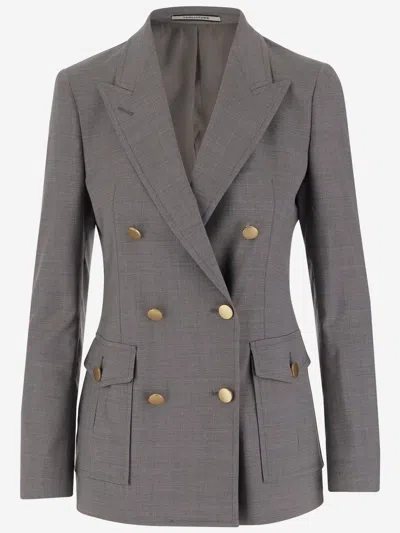 TAGLIATORE DOUBLE-BREASTED STRETCH WOOL JACKET