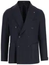 Tagliatore Double-breasted Tailored Jacket Flap Pockets In Blue