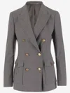 Tagliatore Double-breasted Stretch Wool Jacket In Grey