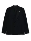Tagliatore Double-breasted Striped Jacket In Blue