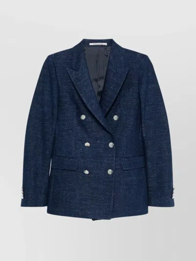 TAGLIATORE DOUBLE-BREASTED STRUCTURED SHOULDER JACKET WITH BUTTON DETAILING