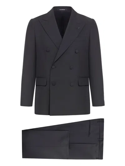 Tagliatore Double-breasted Suit In Black
