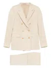 Tagliatore Linen Double-breasted Suit In Taupe
