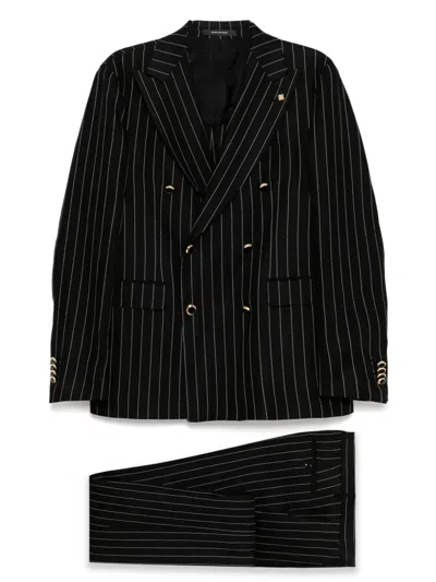 Tagliatore Double-breasted Suit In Black