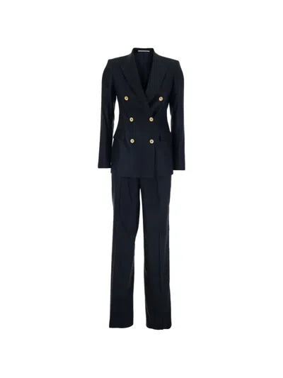 Tagliatore Double-breasted Suit In Black