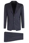 Tagliatore Smoking Suit Vest Satin Lapel In Blue