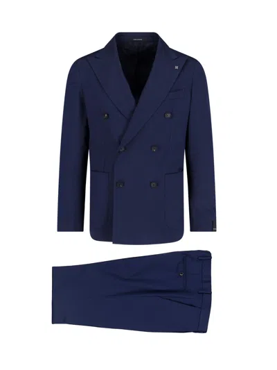 Tagliatore Tailored Suits Button Detailing Notch Lapel In Blue
