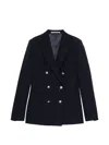 Tagliatore Double Breasted Jacket Front Pockets Notch Lapels In Blue