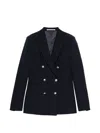 Tagliatore Double Breasted Jacket Front Pockets Notch Lapels In Black