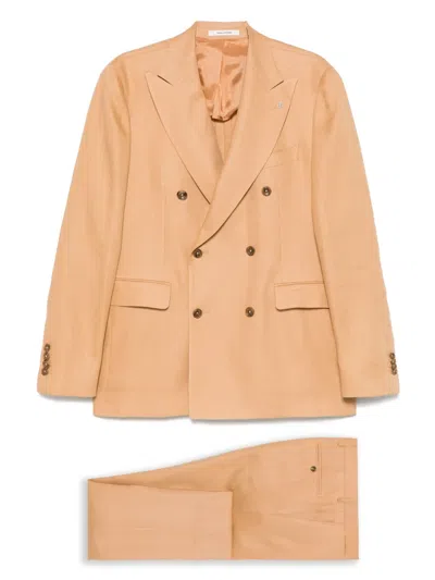 Tagliatore Double-breasted Suit In Brown