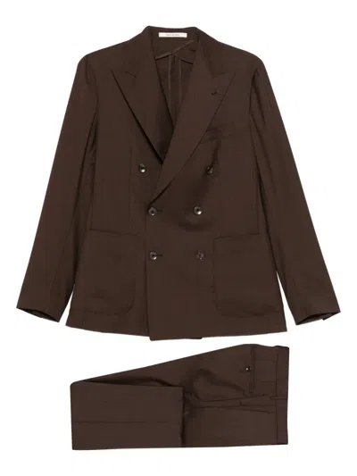 Tagliatore Double-breasted Suit In Brown