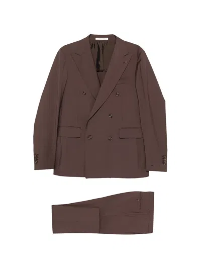 Tagliatore Double-breasted Suit In Brown