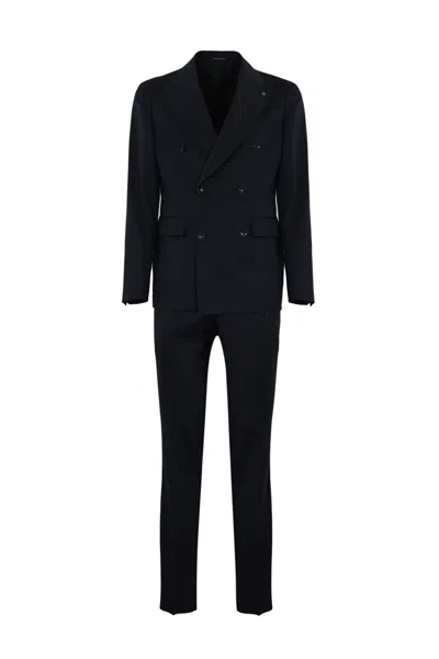 TAGLIATORE DOUBLE-BREASTED SUIT IN NAVY WOOL