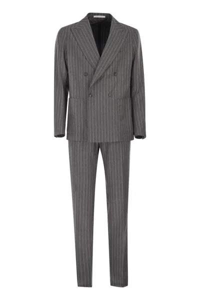 Tagliatore Double-breasted Suit In Superfine Virgin Wool In Gray