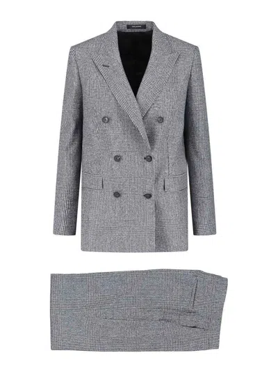 Tagliatore Double-breasted Suit In Virgin Wool In Black