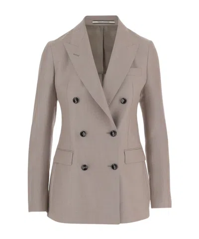 Tagliatore Double-breasted Suit Jacket In Neutral