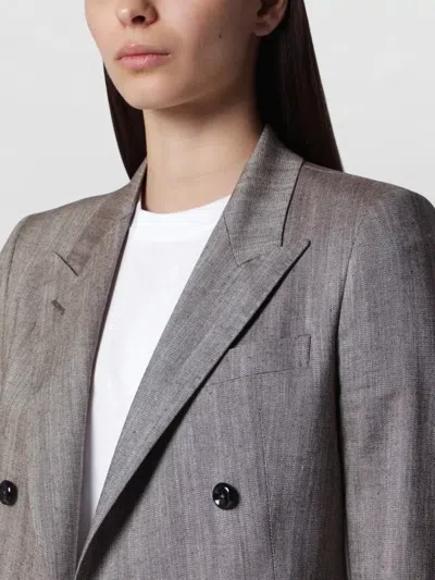 Tagliatore Double Breasted Suit Jacket Notched Lapels In Gray