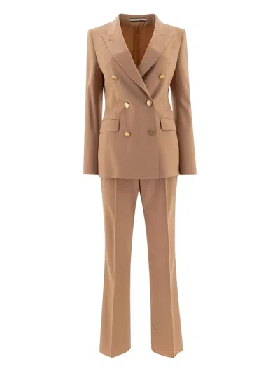 Tagliatore Double-breasted Suit In Brown